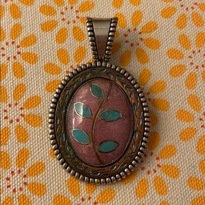 Vintage Stone Flower Brooch/ Pendant